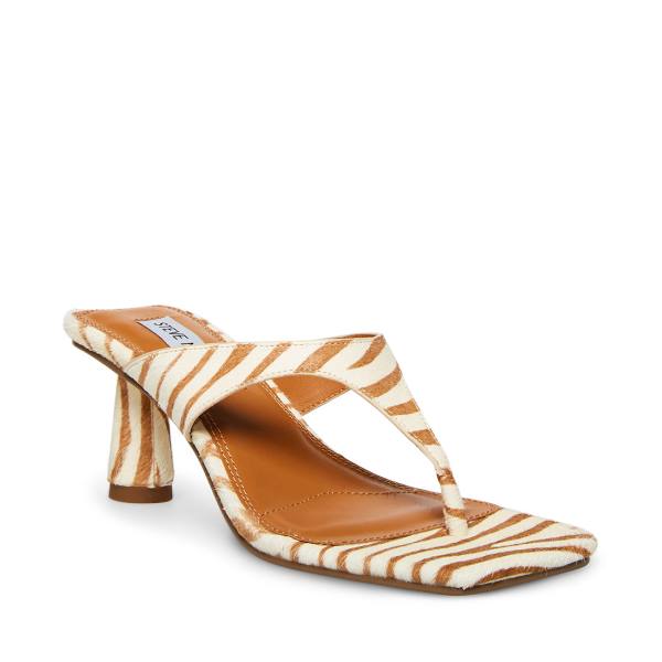 Steve Madden Alexina Tan Pony Heel Høye Hæler Dame Brune Hvite | SM-072TC