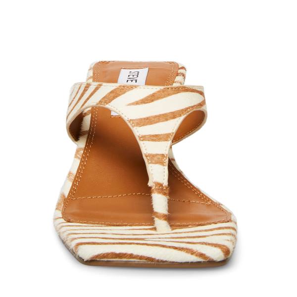 Steve Madden Alexina Tan Pony Heel Høye Hæler Dame Brune Hvite | SM-072TC