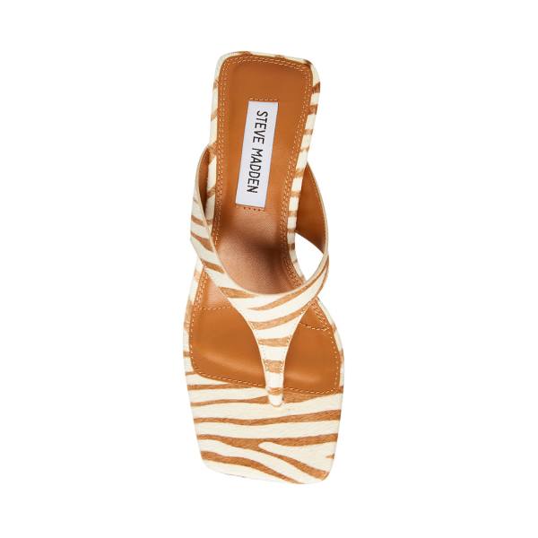 Steve Madden Alexina Tan Pony Heel Høye Hæler Dame Brune Hvite | SM-072TC