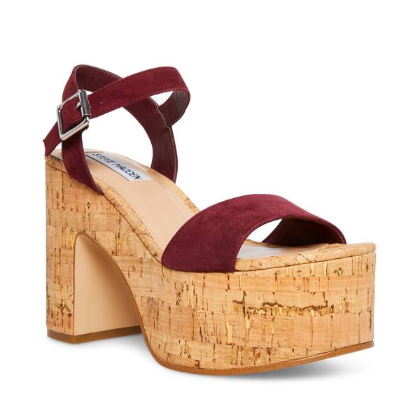 Steve Madden Amarissa Burgundy Semsket Skinn Heel Høye Hæler Dame Burgunder | SM-713EV