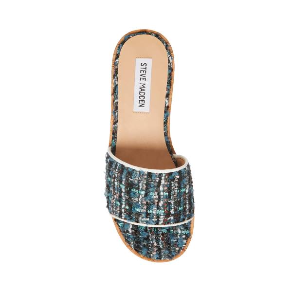 Steve Madden Aria Teal Sandaler Dame Turkis Multicolor | SM-326BM