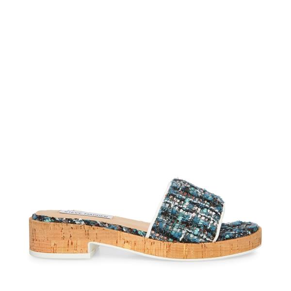 Steve Madden Aria Teal Sandaler Dame Turkis Multicolor | SM-326BM