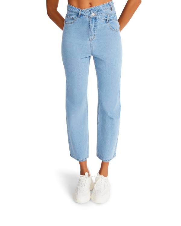 Steve Madden Asymmetrical Boyfriend Jean Bukser Dame Blå | SM-198FV