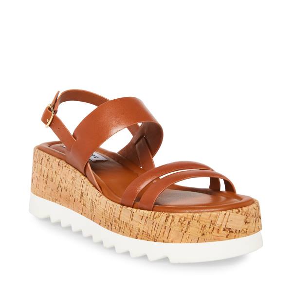 Steve Madden Athena Cognac Lær Sandaler Dame Brune | SM-951UE