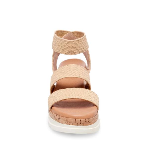 Steve Madden Bandi Natural Raffia Sandaler Dame Beige | SM-952WM