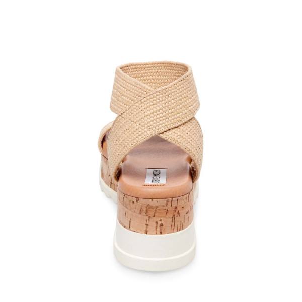 Steve Madden Bandi Natural Raffia Sandaler Dame Beige | SM-952WM