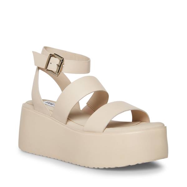 Steve Madden Bay Natural Lær Sandaler Dame Beige | SM-247ZT