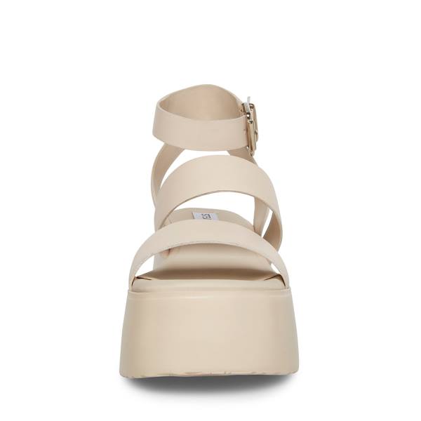 Steve Madden Bay Natural Lær Sandaler Dame Beige | SM-247ZT