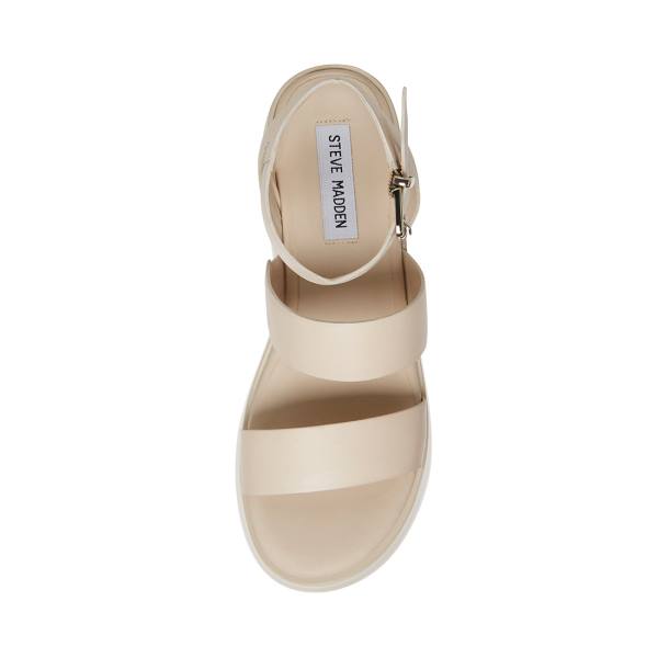 Steve Madden Bay Natural Lær Sandaler Dame Beige | SM-247ZT