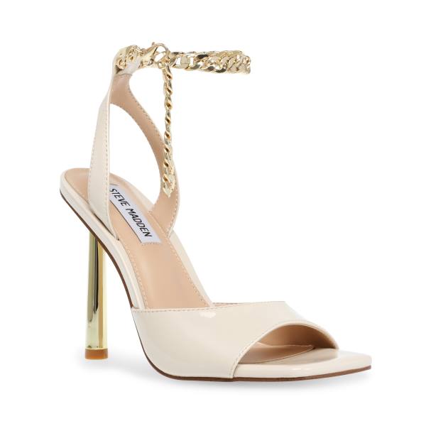 Steve Madden Buoyant Bone Patent Heel Høye Hæler Dame Beige | SM-625ST