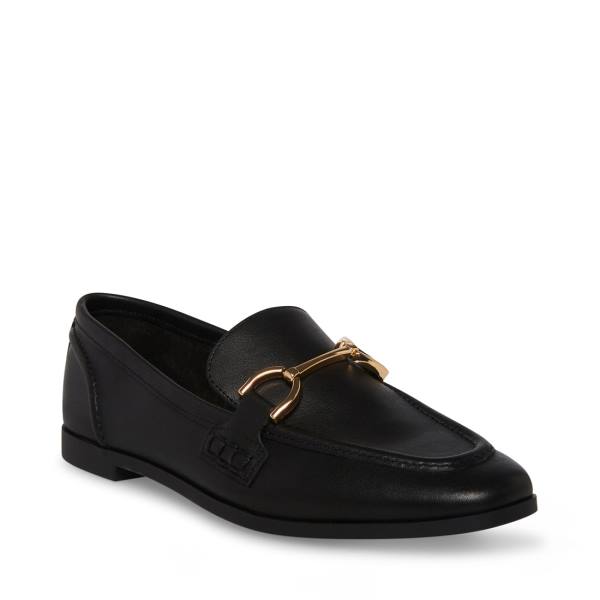 Steve Madden Carrine Lær Flate Sko Dame Svarte | SM-364QI