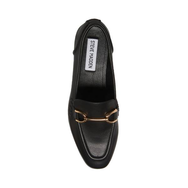 Steve Madden Carrine Lær Flate Sko Dame Svarte | SM-364QI