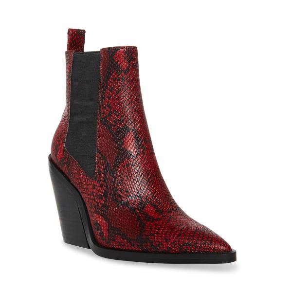 Steve Madden Caution Snake Ankelstøvletter Dame Rød Slangeprint | SM-809UF