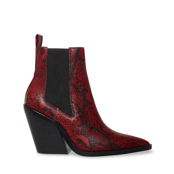 Steve Madden Caution Snake Ankelstøvletter Dame Rød Slangeprint | SM-809UF