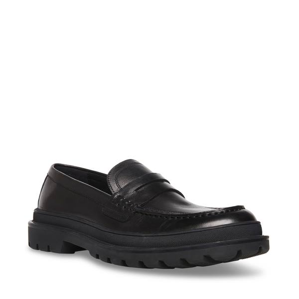 Steve Madden Charles Lær Loafers Herre Svarte | SM-241BG