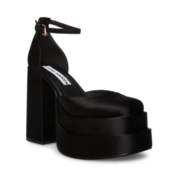 Steve Madden Charlize Satin Heel Høye Hæler Dame Svarte | SM-178FW