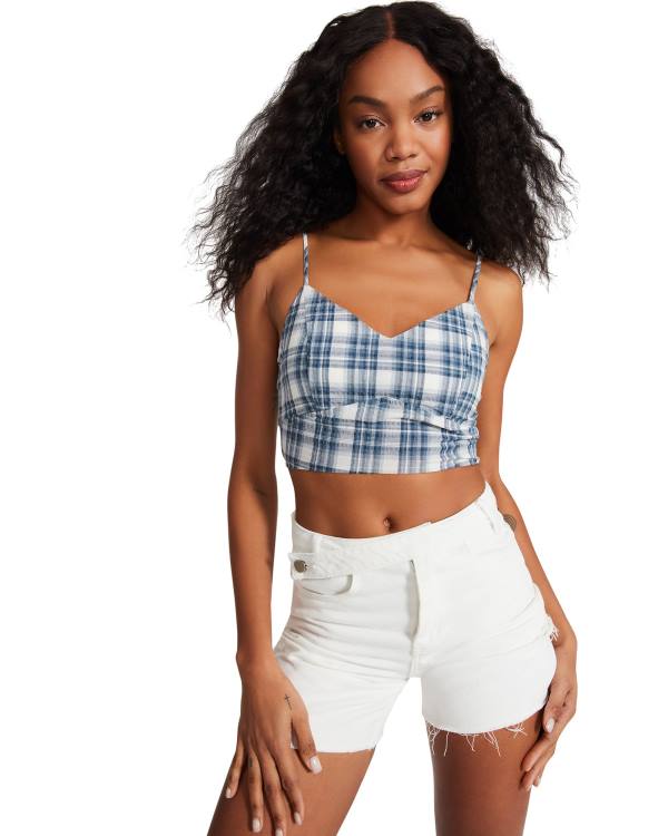 Steve Madden Checkered Tank Topper Dame Blå | SM-804LH