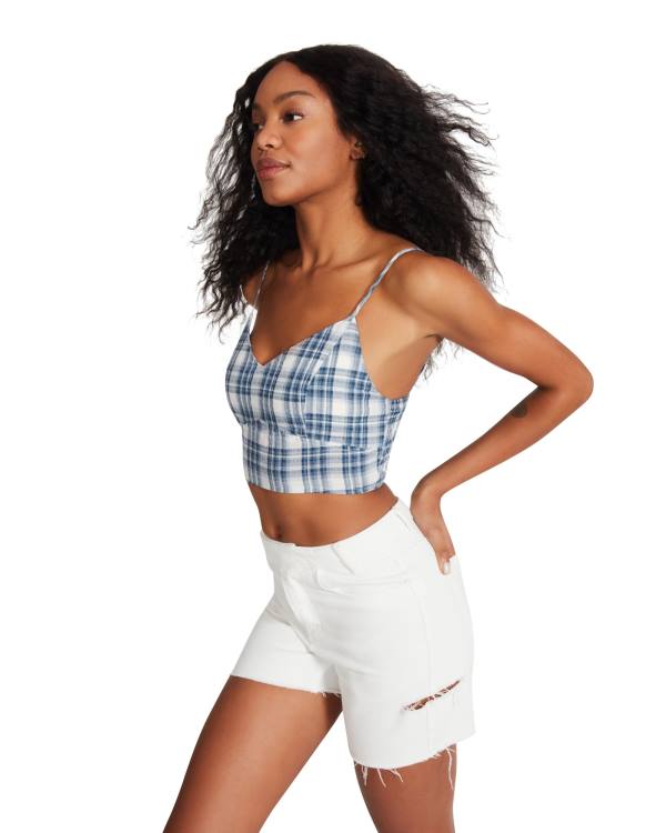 Steve Madden Checkered Tank Topper Dame Blå | SM-804LH