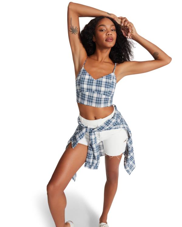 Steve Madden Checkered Tank Topper Dame Blå | SM-804LH