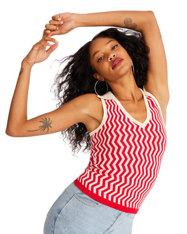 Steve Madden Collared Tank Topper Dame Rød | SM-475RA