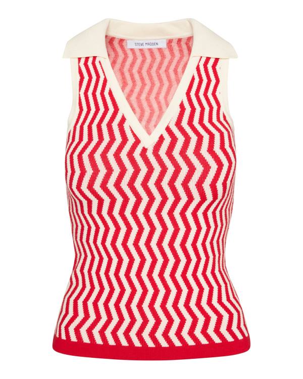 Steve Madden Collared Tank Topper Dame Rød | SM-475RA