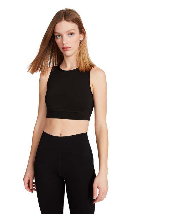 Steve Madden Cropped Active Tank Topper Dame Svarte | SM-350EC