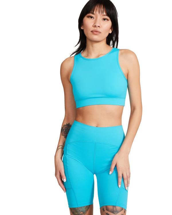 Steve Madden Cropped Active Tank Turquoise Topper Dame Turkis | SM-514WN