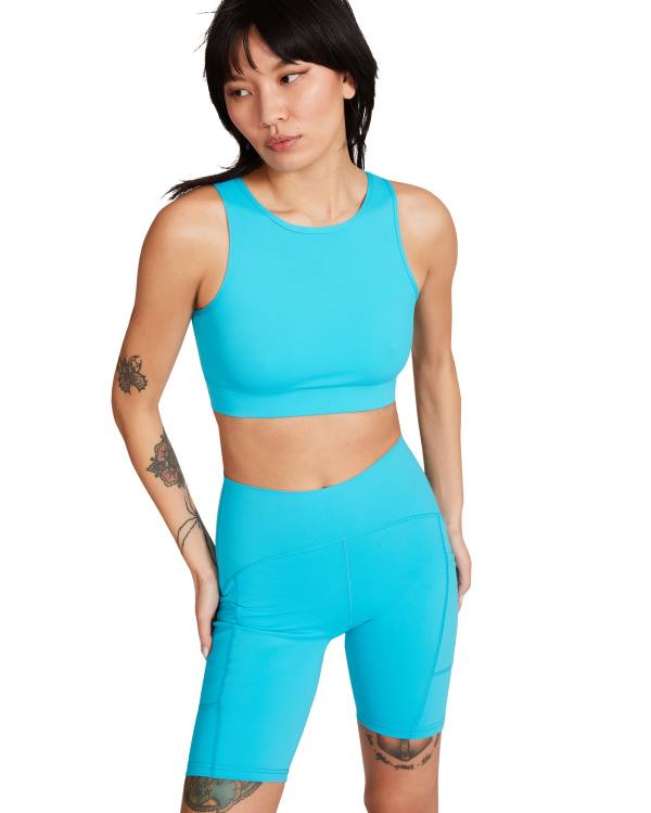 Steve Madden Cropped Active Tank Turquoise Topper Dame Turkis | SM-514WN