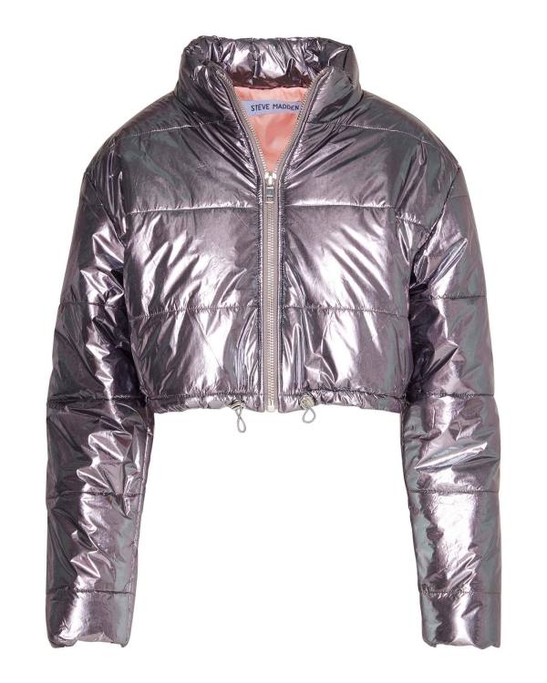 Steve Madden Cropped Metallic Puffer Gunmetal Jakke Dame Bronze | SM-132VP