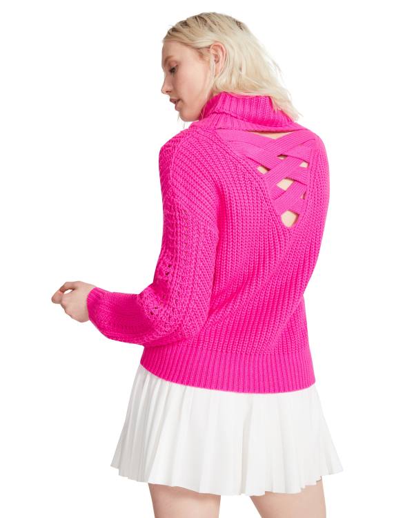 Steve Madden Cross Back Turtleneck Genser Topper Dame Rosa | SM-620CN