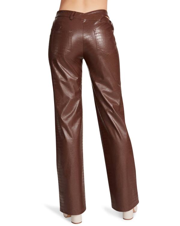 Steve Madden Cut Out Faux Lær Pant Bukser Dame Brune | SM-613YZ