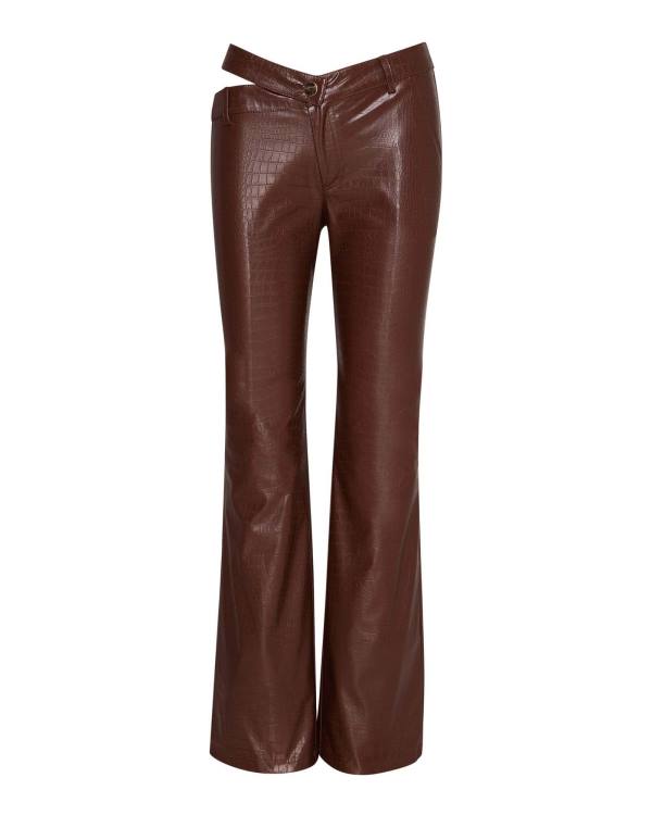 Steve Madden Cut Out Faux Lær Pant Bukser Dame Brune | SM-613YZ