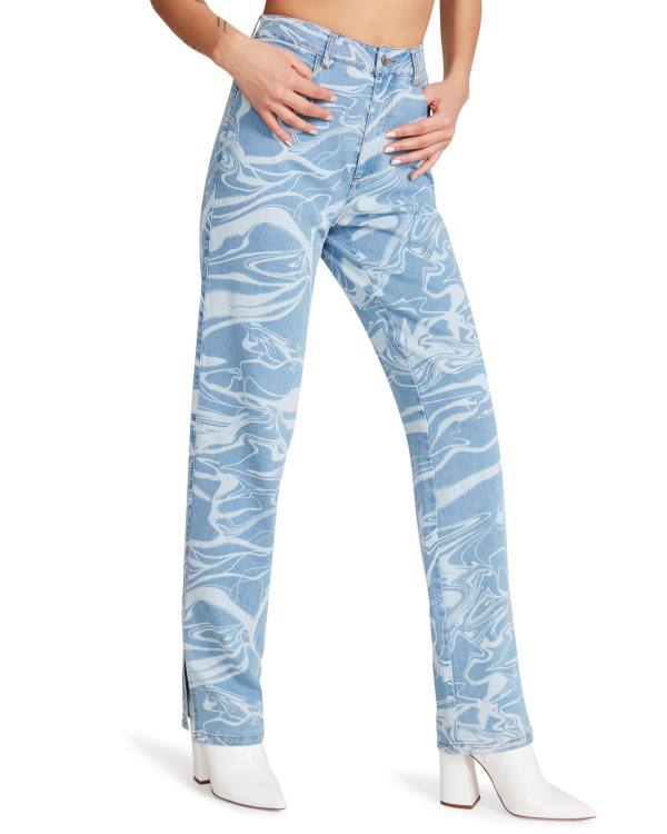 Steve Madden Denim Swirl Pants Bukser Dame Blå | SM-605QE