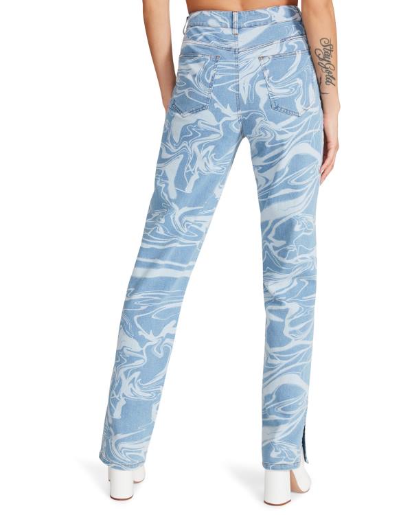 Steve Madden Denim Swirl Pants Bukser Dame Blå | SM-605QE