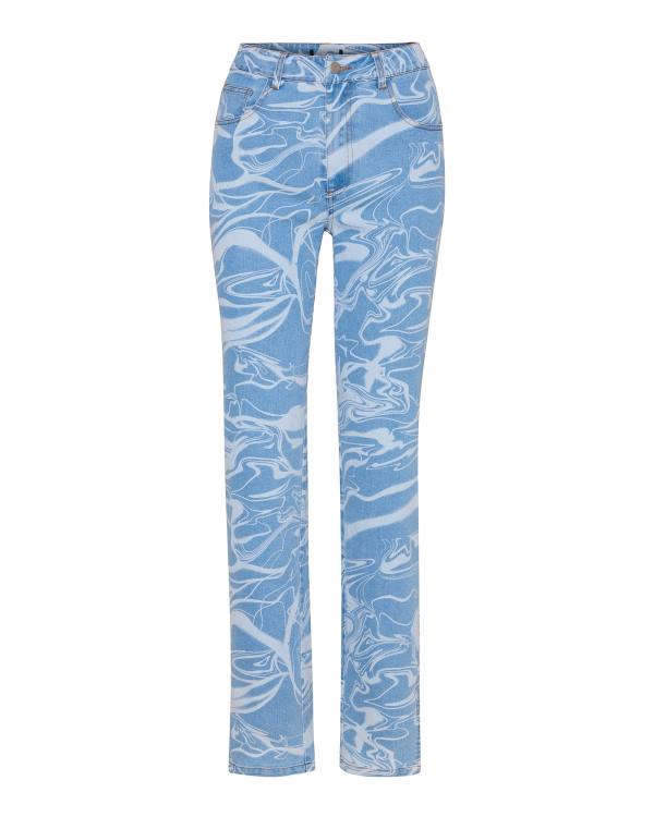 Steve Madden Denim Swirl Pants Bukser Dame Blå | SM-605QE