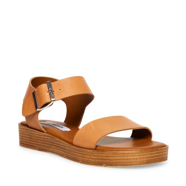 Steve Madden Destined Tan Lær Sandaler Dame Brune | SM-415GL