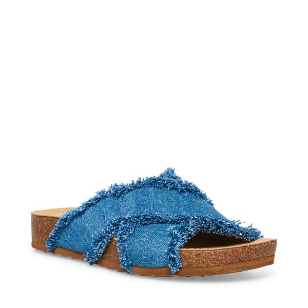 Steve Madden Devyn Denim Fabric Sandaler Dame Blå | SM-674KF