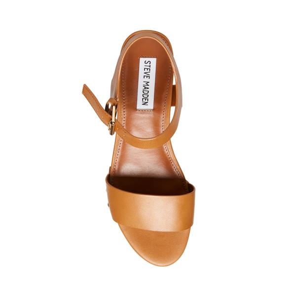 Steve Madden Domenica Cognac Lær Sandaler Dame Brune | SM-290KT