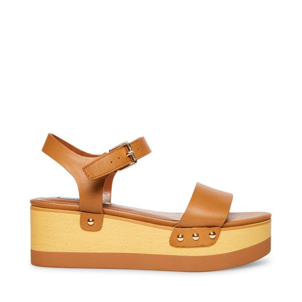 Steve Madden Domenica Cognac Lær Sandaler Dame Brune | SM-290KT