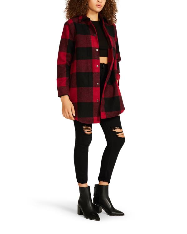 Steve Madden Eldridge Plaid Jakke Dame Rød | SM-230CA