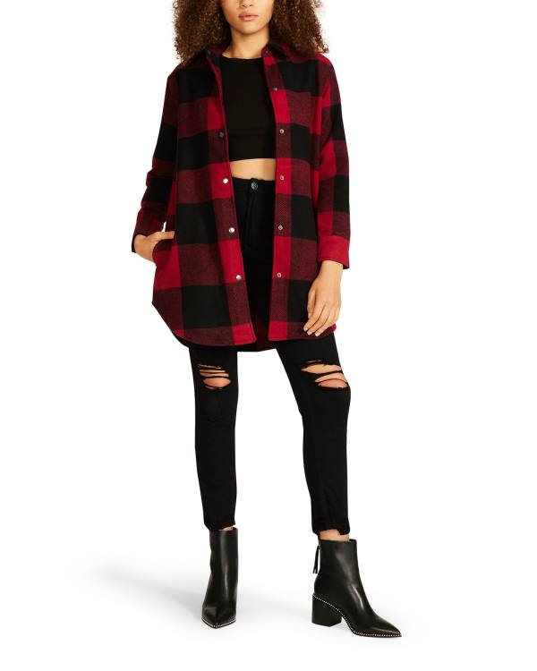 Steve Madden Eldridge Plaid Jakke Dame Rød | SM-230CA