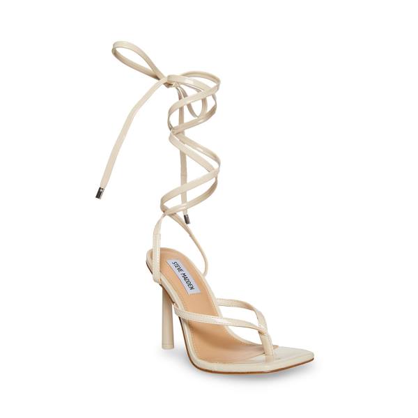 Steve Madden Fernanda Bone Patent Heel Høye Hæler Dame Beige | SM-875UF