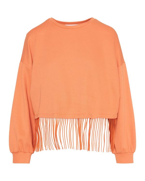 Steve Madden Fringe Crew Neck Topper Dame Oransje | SM-023NM