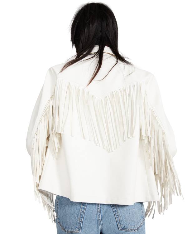 Steve Madden Fringe Jakke Dame Hvite | SM-872RF