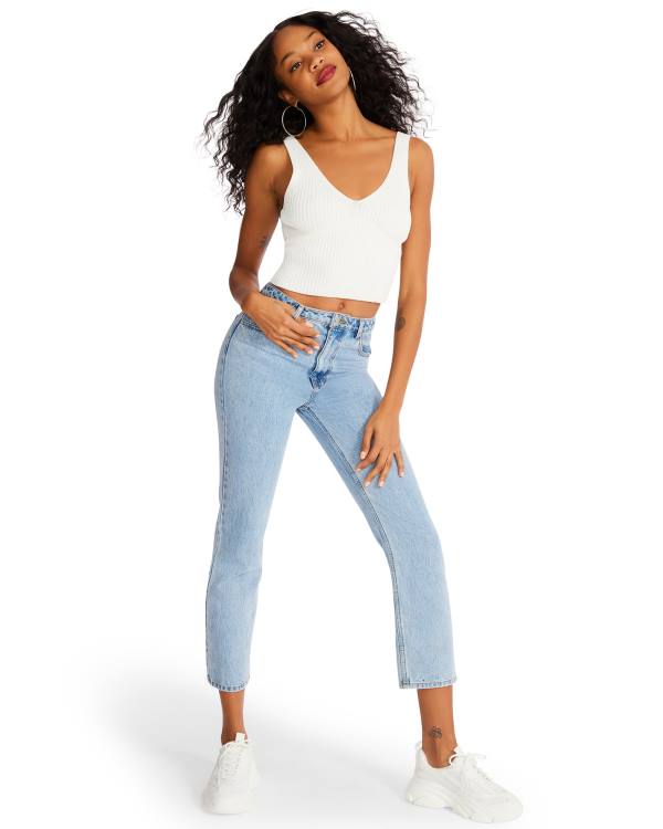 Steve Madden Genser Cropped Tank Topper Dame Hvite | SM-387ES