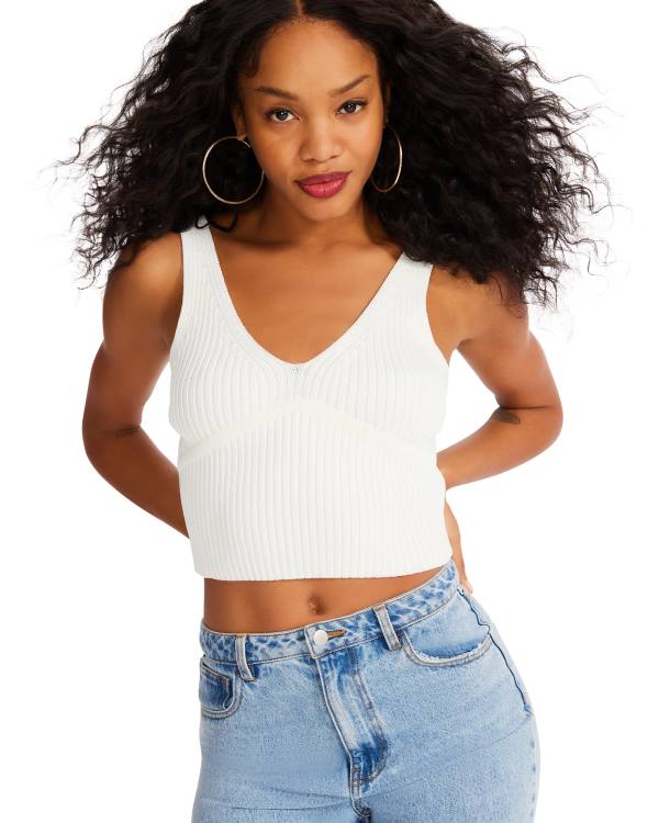 Steve Madden Genser Cropped Tank Topper Dame Hvite | SM-387ES