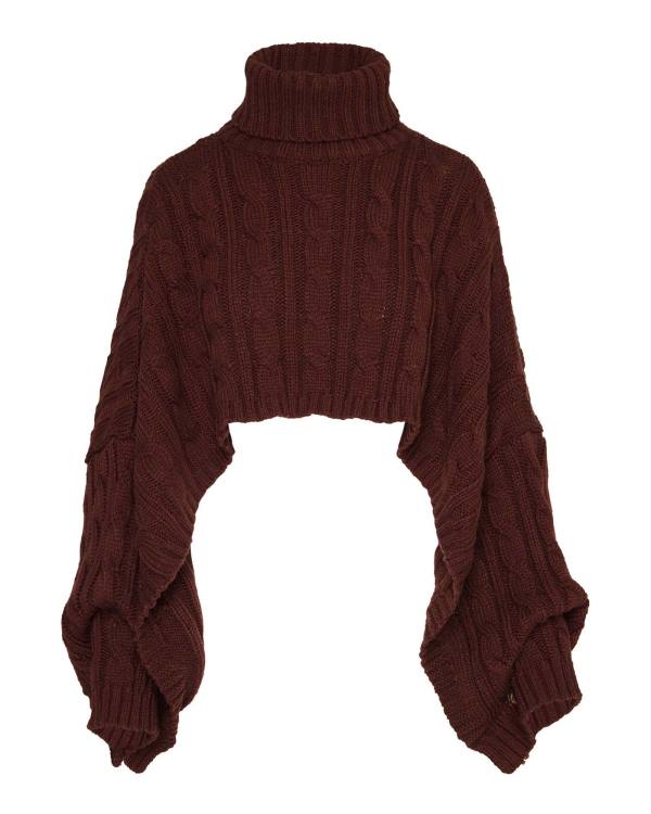 Steve Madden Genser Poncho Topper Dame Brune | SM-792KG