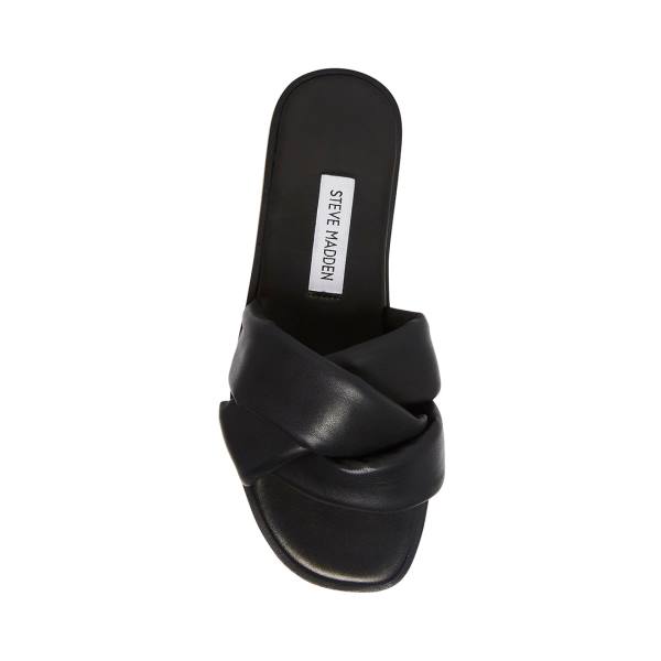 Steve Madden Georgina Lær Sandaler Dame Svarte | SM-604AQ