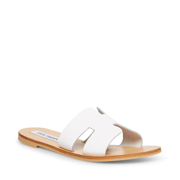 Steve Madden Greece Lær Sandaler Dame Hvite | SM-071DQ