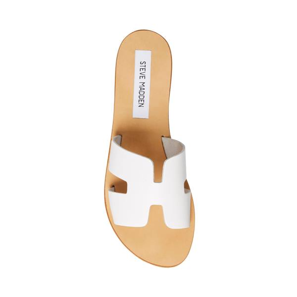 Steve Madden Greece Lær Sandaler Dame Hvite | SM-071DQ